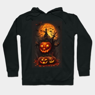 Haunted House And Pumpkins Hoodie